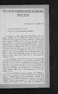 Vorschaubild von Verein für Hamburgische Geschichte 1839-1939