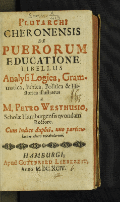 Vorschaubild von Plutarchi Cheronensis De Puerorum Educatione Libellus