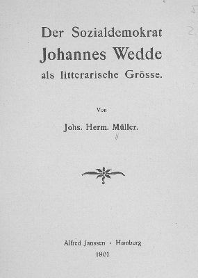 Vorschaubild von Der Sozialdemokrat Johannes Wedde als litterarische Grösse