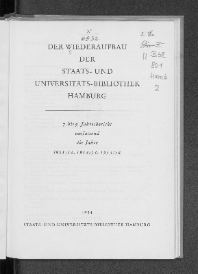 Vorschaubild von [Der Wiederaufbau der Staats- und Universitäts-Bibliothek Hamburg]