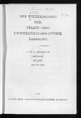 Vorschaubild von [Der Wiederaufbau der Staats- und Universitäts-Bibliothek Hamburg]