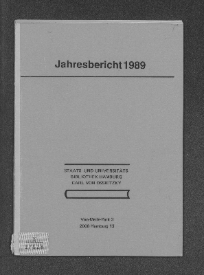 Vorschaubild von [Jahresbericht // Staats- u. Universitätsbibliothek Hamburg Carl von Ossietzky]