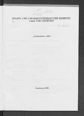 Vorschaubild von [Jahresbericht // Staats- u. Universitätsbibliothek Hamburg Carl von Ossietzky]