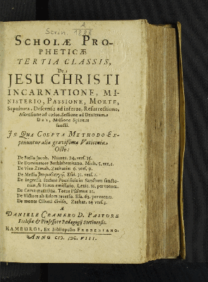 Vorschaubild von De Stella Jacob. Numer. 24. vers. 15. De Dominatore Bethlemitano. Mich. 5. ver. 2. De Viro Zemah. Zachariae 6. vers. 9. De Messia thau maturg¯o. Esai. 35. vers. 1. De Ingressu summi Pontificis in Sanctum sanctorum, & Hirco emissario. Leuit. 16. per totum. De Cerva matutina. Totus Psalmus 22. De Victore ab Edom reverso. Esa. 63. per totum. De monte Oliveti diviso. Zachar. 14 vers. 3.