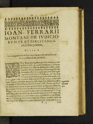 Vorschaubild von Ioan Ferrarii Montani De Ivdiciorvm Praeexercitamentis, Liber primus