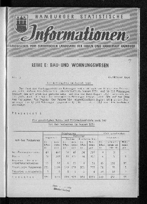 Vorschaubild von Der Wohnungsbau im August 1954