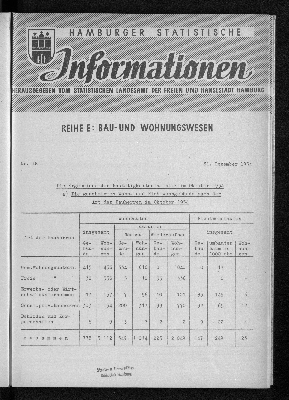 Vorschaubild von Die Ergebnisse der Bautätigkeitsstatistik im Oktober 1954