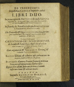 Vorschaubild von In quo agitur de Austregis & Processu causarum Simplicis Querelae: Et de modo supplicandi pro Mandatis &c.