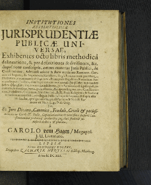 Vorschaubild von Institutiones Absolutissimae Iurisprudentiae Publicae Universae