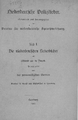 Vorschaubild von Die niederdeutschen Liederbücher von Uhland und de Bouck