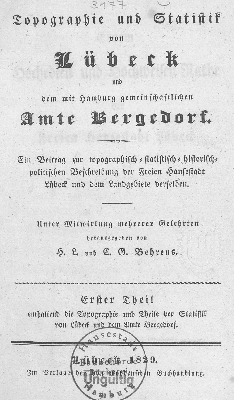 Vorschaubild von Enthaltend die Topographie und Theile der Statistik von Lübeck und dem Amte Bergedorf