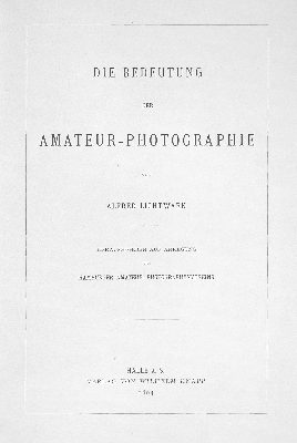 Vorschaubild von Die Bedeutung der Amateur-Photographie
