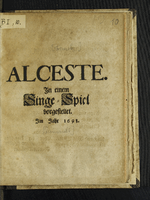 Vorschaubild von Alceste. In einem Singe-Spiel vorgestellet. Im Jahr 1693