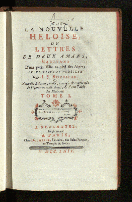 Vorschaubild von [La Nouvelle Héloïse, Ou Lettres De Deux Amans]