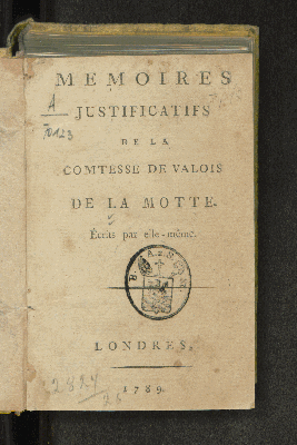Vorschaubild von Mémoires Justificatifs De La Comtesse De Valois De La Motte