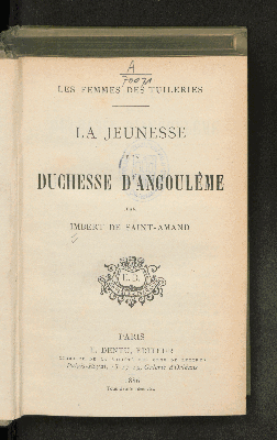 Vorschaubild von La Jeunesse de la Duchesse d'Angoulême