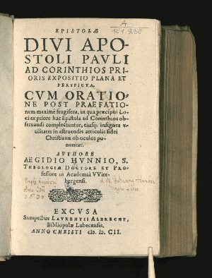 Vorschaubild von Epistolae Divi Apostoli Pauli Ad Corinthios Prioris Expositio Plana Et Perspicua