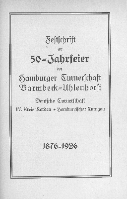 Vorschaubild von Festschrift zur 50-Jahrfeier der Hamburger Turnerschaft Barmbeck-Uhlenhorst