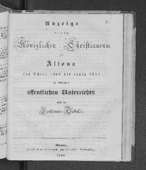 Vorschaubild von [Anzeige des in dem Königlichen Christianeum zu Altona von Ostern ... bis dahin ... zu ertheilenden öffentlichen Unterrichts]