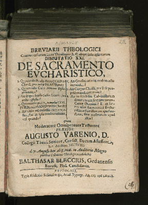 Vorschaubild von De Sacramento Eucharistico, 1. Quomodo Paulo dicat Corpus Christi pro nobis Fractum? 2. Quomodo Calix Novum Testamentum? ...