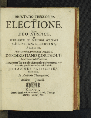 Vorschaubild von Disputatio Theologica De Electione