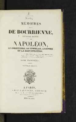 Vorschaubild von [Mémoires de M. de Bourienne, sur Napoléon, le directoire, le consulat, l'empire et la restauration]