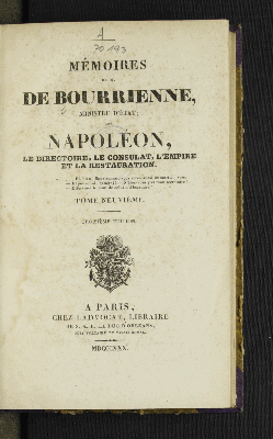 Vorschaubild von [Mémoires de M. de Bourienne, sur Napoléon, le directoire, le consulat, l'empire et la restauration]