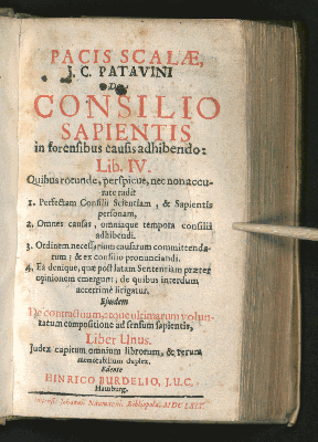Vorschaubild von Pacis Scalae I. C. Patavini De Consilio Sapientis in forensibus causis adhibendo: Lib. IV.