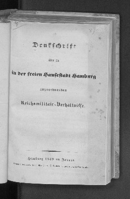 Vorschaubild von Denkschrift über die in der freien Hansestadt Hamburg anzuordnenden Reichsmilitair-Verhältnisse