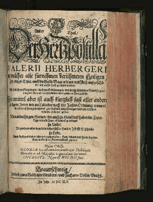 Vorschaubild von in welcher alle fürnehmen berühmeten Heiligen/ Feyertags-Texte/ auff die Gold-Wage geleget/ mit Fleiß außgeschälet/ und auffs Hertz geführet werden