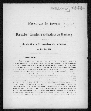 Vorschaubild von [Jahresbericht der Direction der Deutschen Dampfschiffs-Rhederei zu Hamburg]