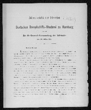 Vorschaubild von [Jahresbericht der Direction der Deutschen Dampfschiffs-Rhederei zu Hamburg]