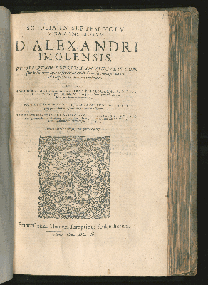 Vorschaubild von Scholia In Septem Volumina Consiliorum D. Alexandri Imolensis