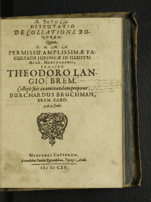 Vorschaubild von Disputatio De Collatione Bonorum