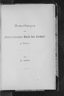 Vorschaubild von Bemerkungen zum "Limes Saxoniae Karls d. Gr." von Beyer