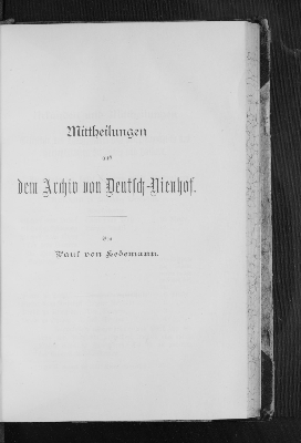 Vorschaubild von Mittheilungen aus dem Archiv von Deutsch-Nienhof