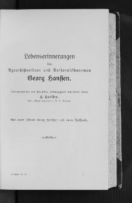 Vorschaubild von Lebenserinnerungen des Agrarhistorikers und Nationalökonomen Georg Hanssen