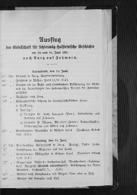 Vorschaubild von Ausflug der Gesellschaft für Schleswig=Holsteinische Geschichte am 13. und 14. Juni 1931 nach Burg auf Fehmarn.