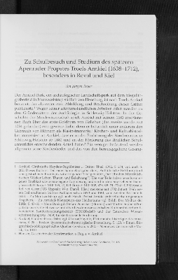 Vorschaubild von Zu Schulbesuch und Studium des späteren Apenrader Propstes Troels Arnkiel (1638-1712), besonders in Reval und Kiel