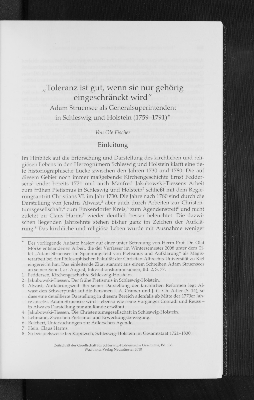 Vorschaubild von "Toleranz ist gut, wenn sie nur gehörig eingeschränckt wird". Adam Struensee als Generalsuperintendent in Schleswig und Holstein (1759-1791)