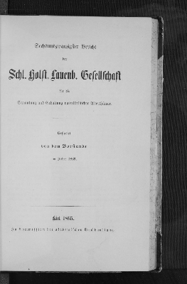 Vorschaubild von 26. Bericht der S.H.L. Gesellschaft für die Sammlung u. Erhaltung vaterländischer Alterthümer, Kiel 1865