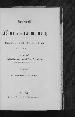 Vorschaubild von Verzeichnis der Münzsammlung des Museums vaterländischer Alterthümer in Kiel. Drittes Heft: Religiöse und moralische Medaillen