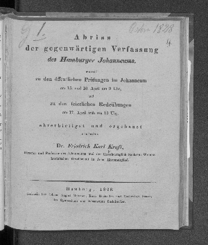Vorschaubild von Abriss der gegenwärtigen Verfassung des Hamburger Johanneums