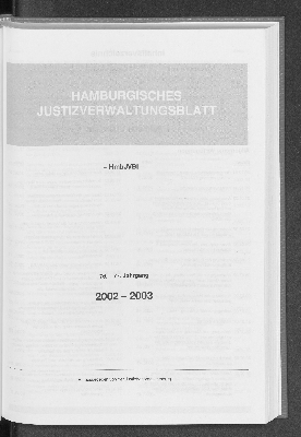 Vorschaubild von Hamburgisches Justizverwaltungsblatt -HmbJVBI- 76. - 77. Jahrgang 2002-2003