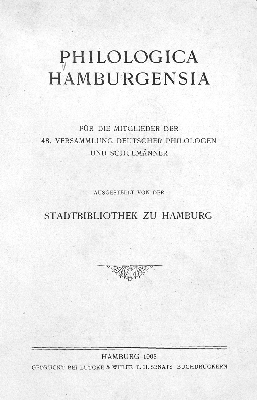 Vorschaubild von Philologica Hamburgensia