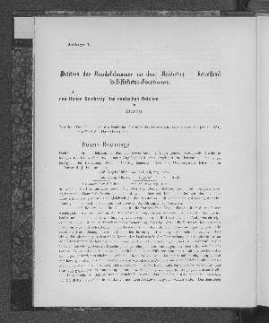 Vorschaubild von Anlage 1. Petition der Handelskammer an den Reichstag, betreffend Schiffahrtssubventionen.