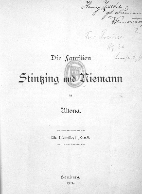 Vorschaubild von Die Familien Stintzing und Niemann in Altona