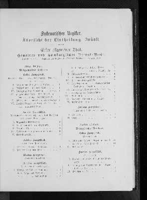 Vorschaubild von Systematisches Register. Übersicht der Eintheilung. Inhalt.