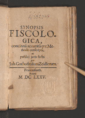 Vorschaubild von Synopsis Fiscologica, concinna accurataque Methodo conscripta, ac publici iuris facta