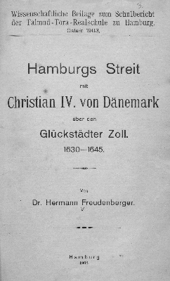 Vorschaubild von Hamburgs Streit mit Christian IV. von Dänemark über den Glückstädter Zoll